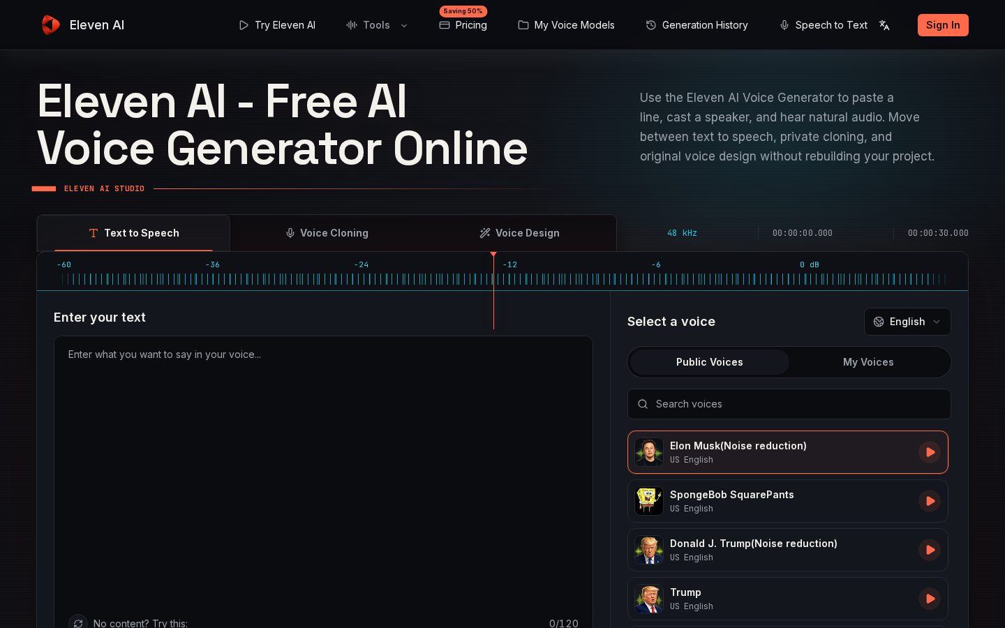 Eleven AI Homepage