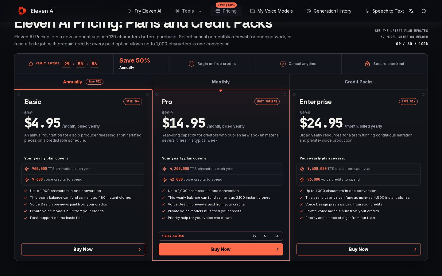 Eleven AI Pricing