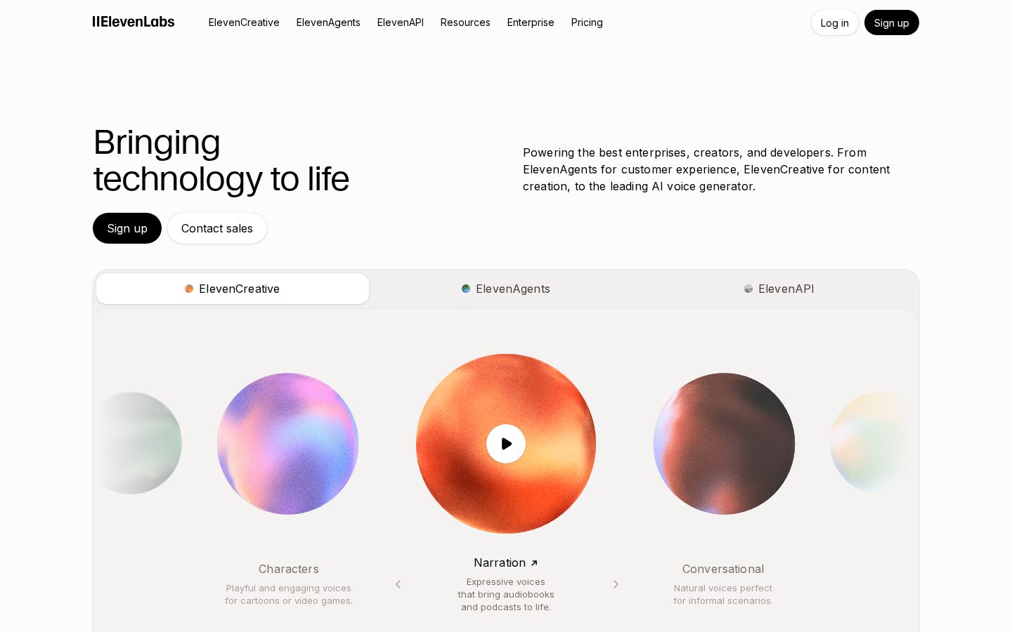 ElevenAgents by ElevenLabs Homepage