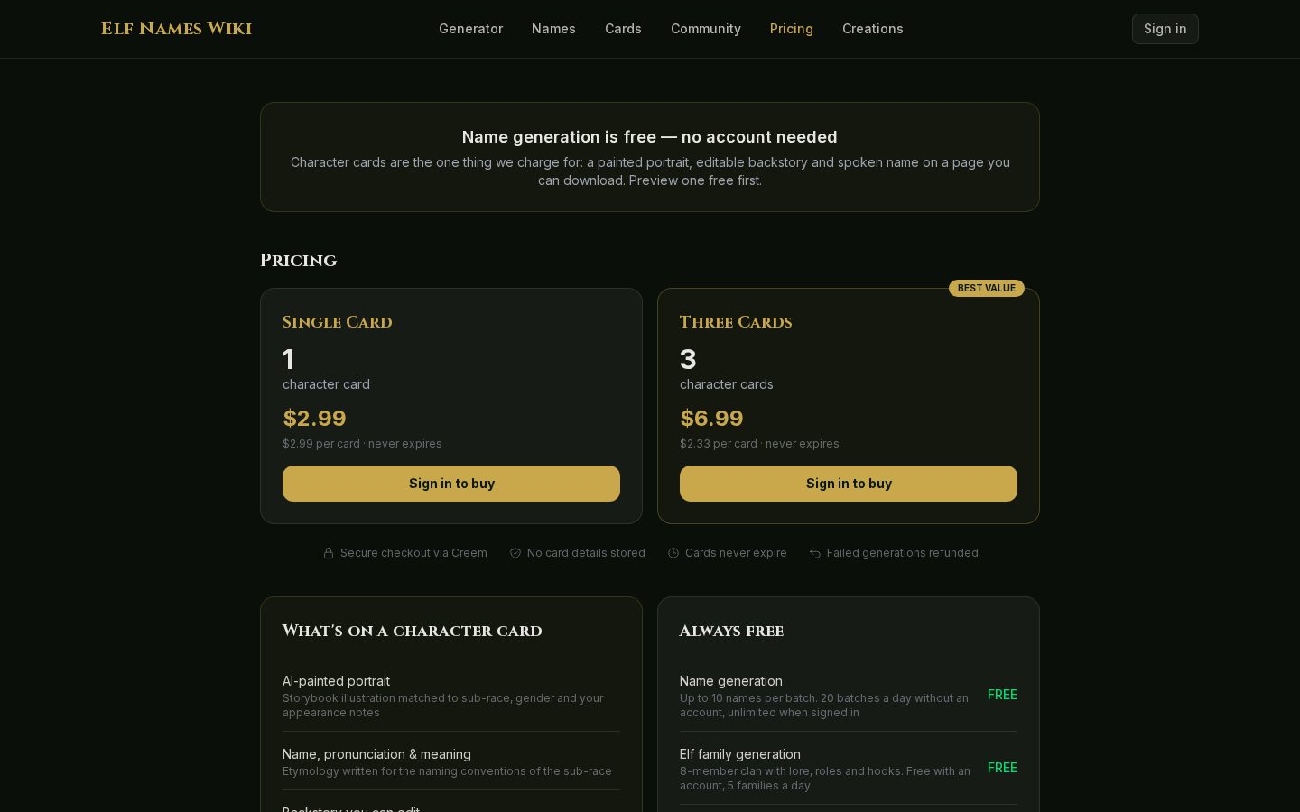 Elf Names Wiki Pricing