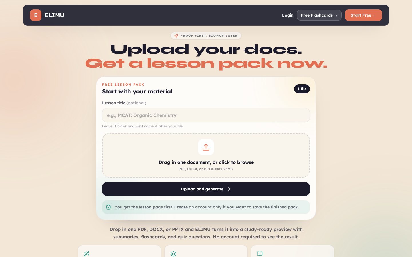 ELIMU AI Study Tools Homepage