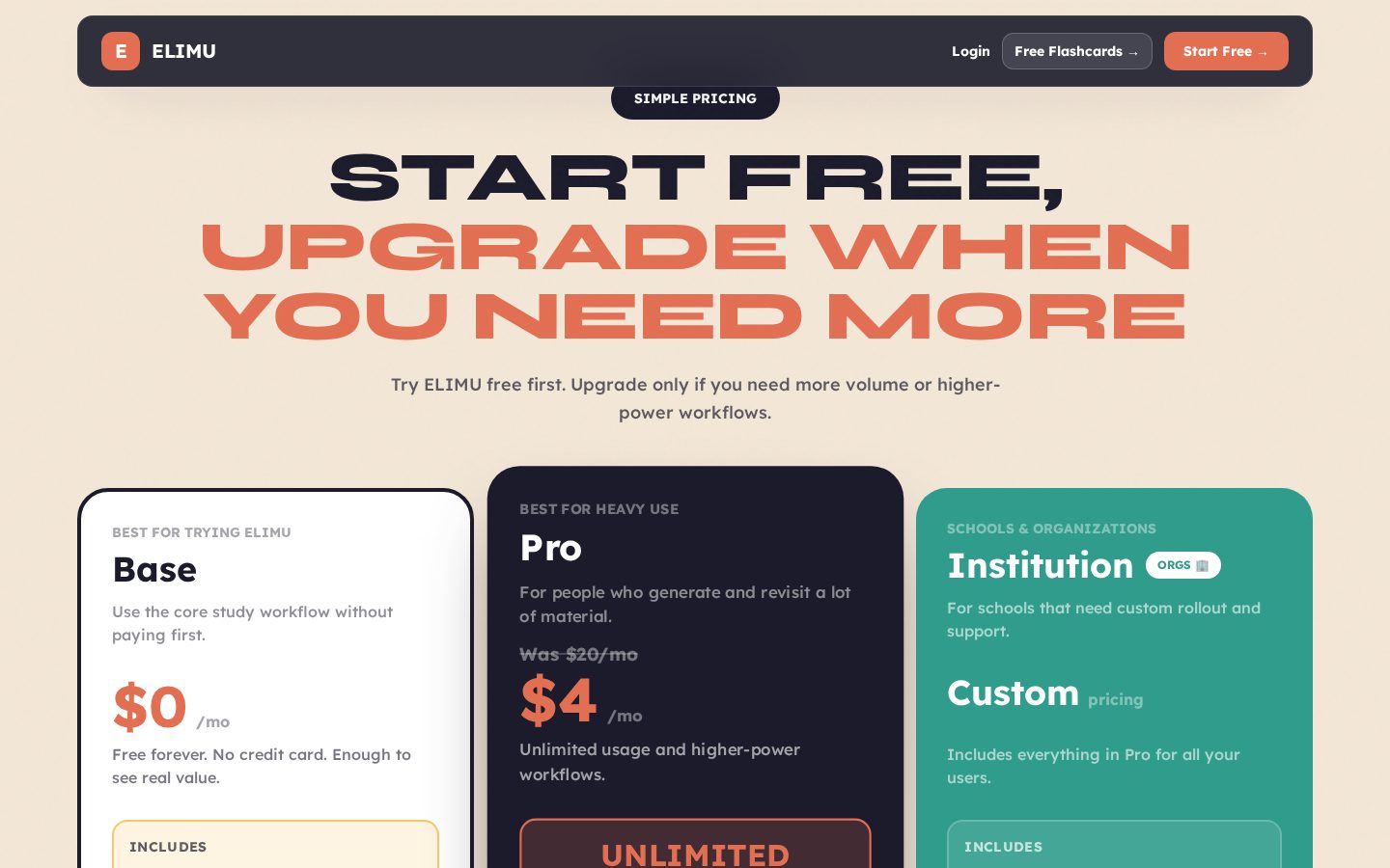 ELIMU AI Study Tools Pricing