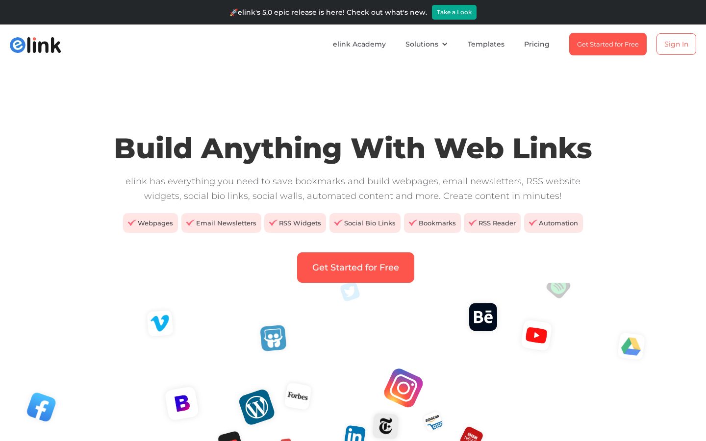 Elink.io Homepage