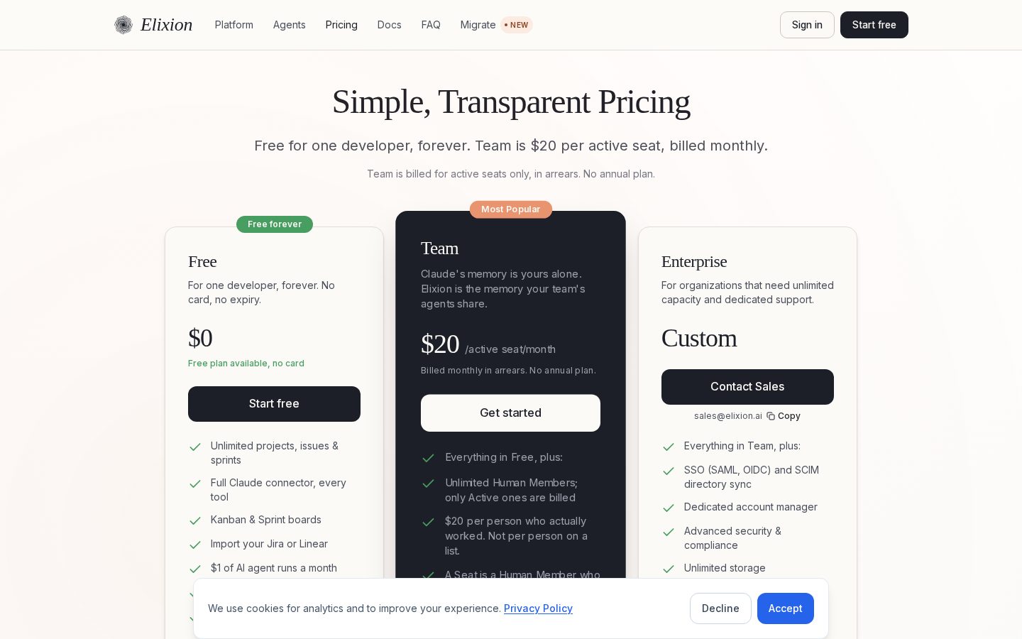 Elixion Pricing