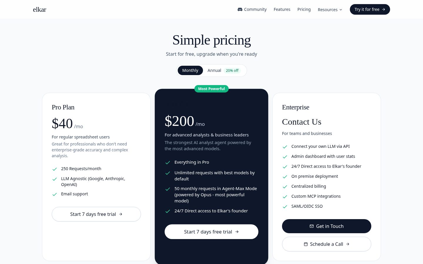Elkar Pricing