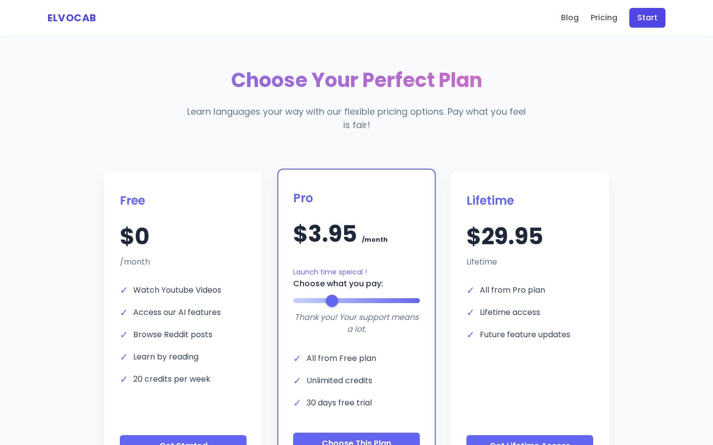 ELVocab Pricing