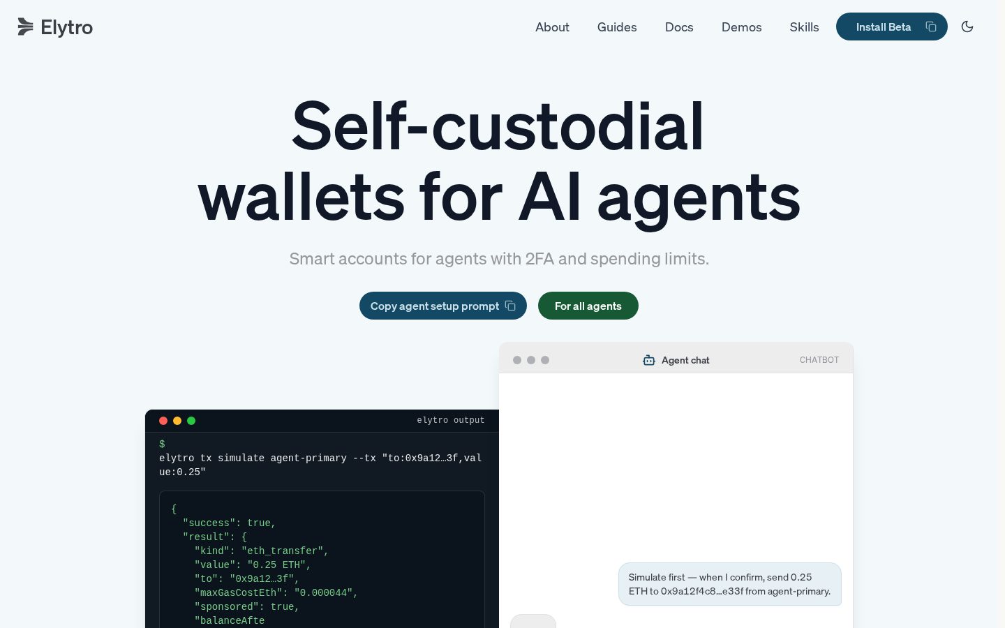 Elytro Agent Wallet Homepage