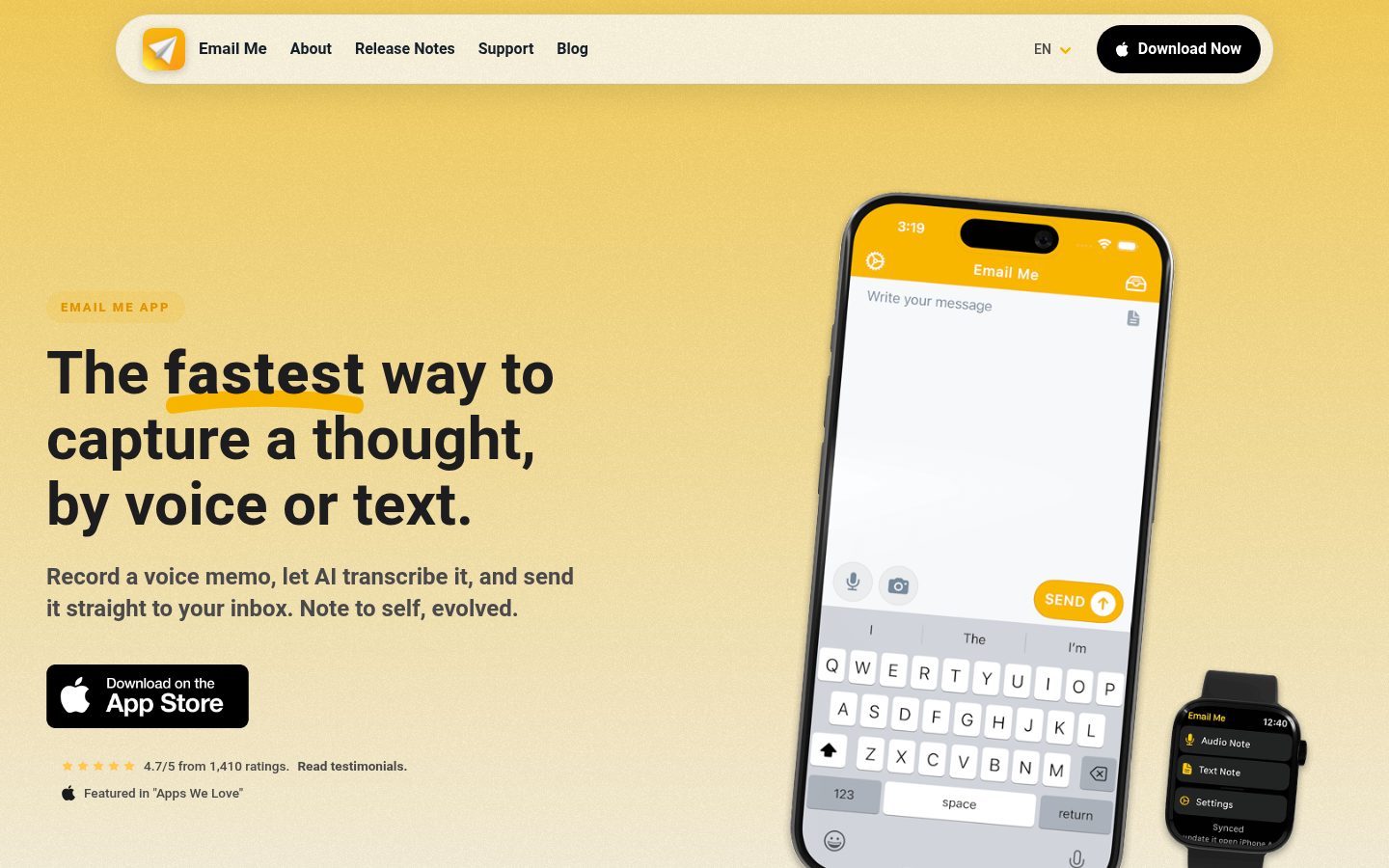 Email Me App Homepage