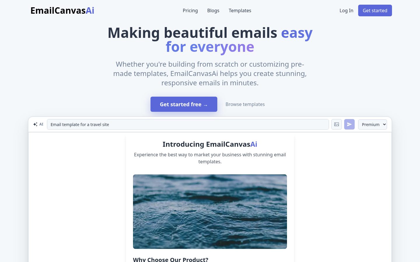 EmailCanvasAi Homepage