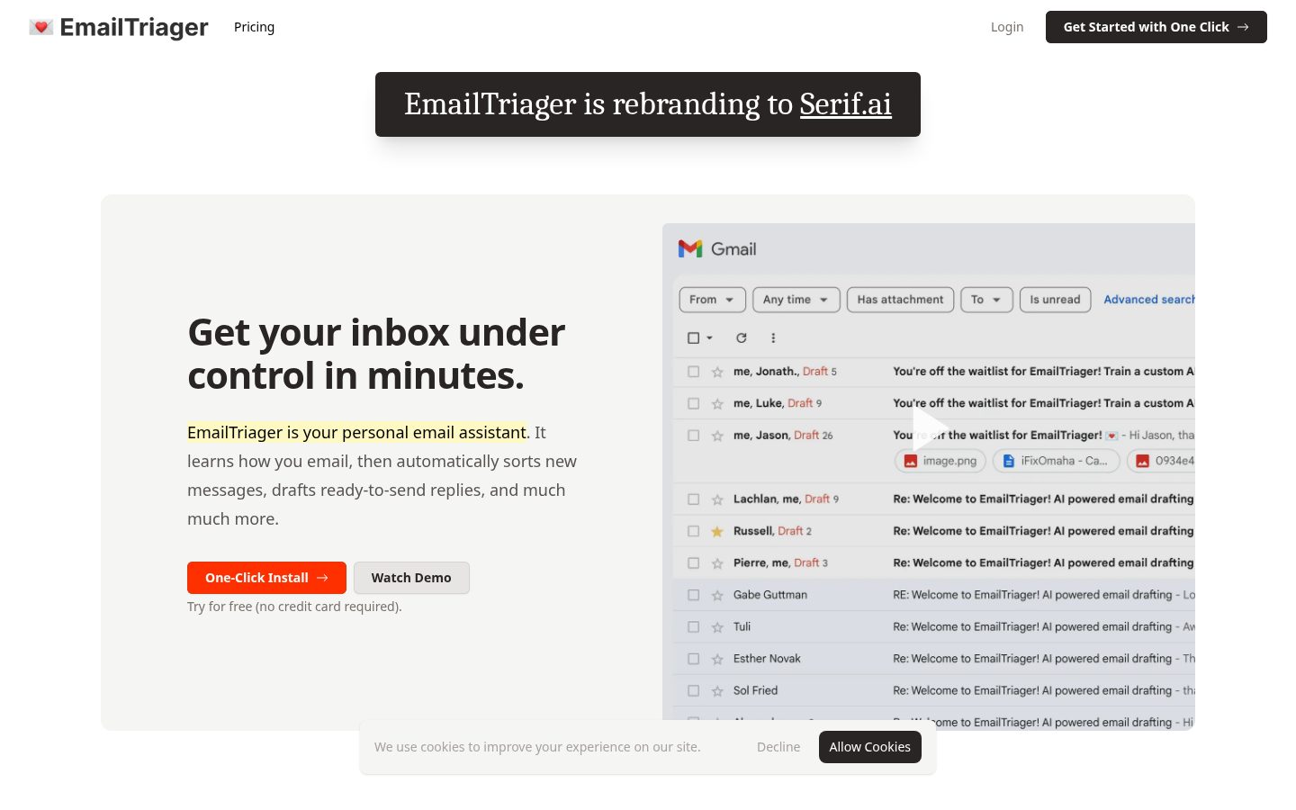 EmailTriager Homepage