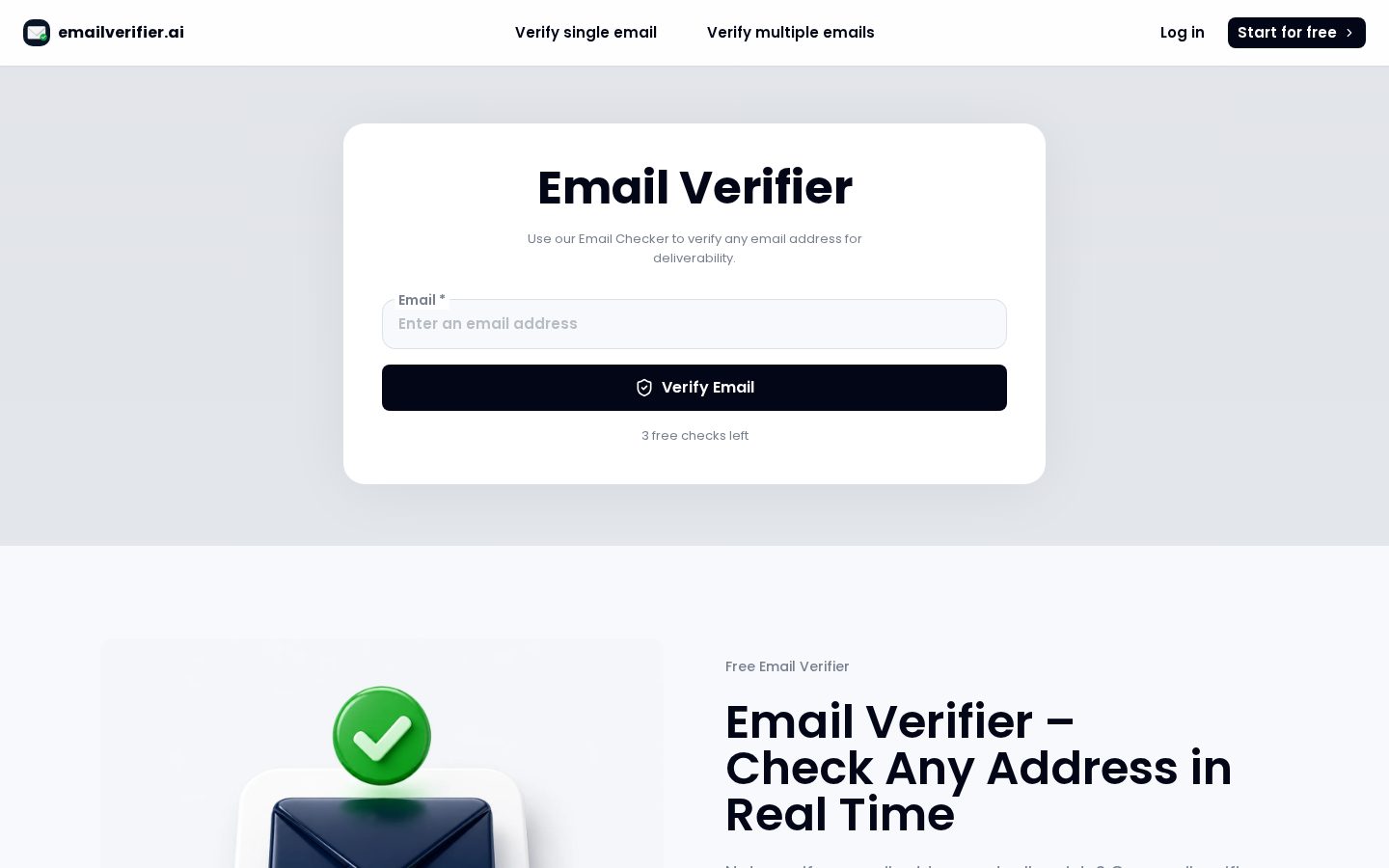 emailverifier.ai Homepage