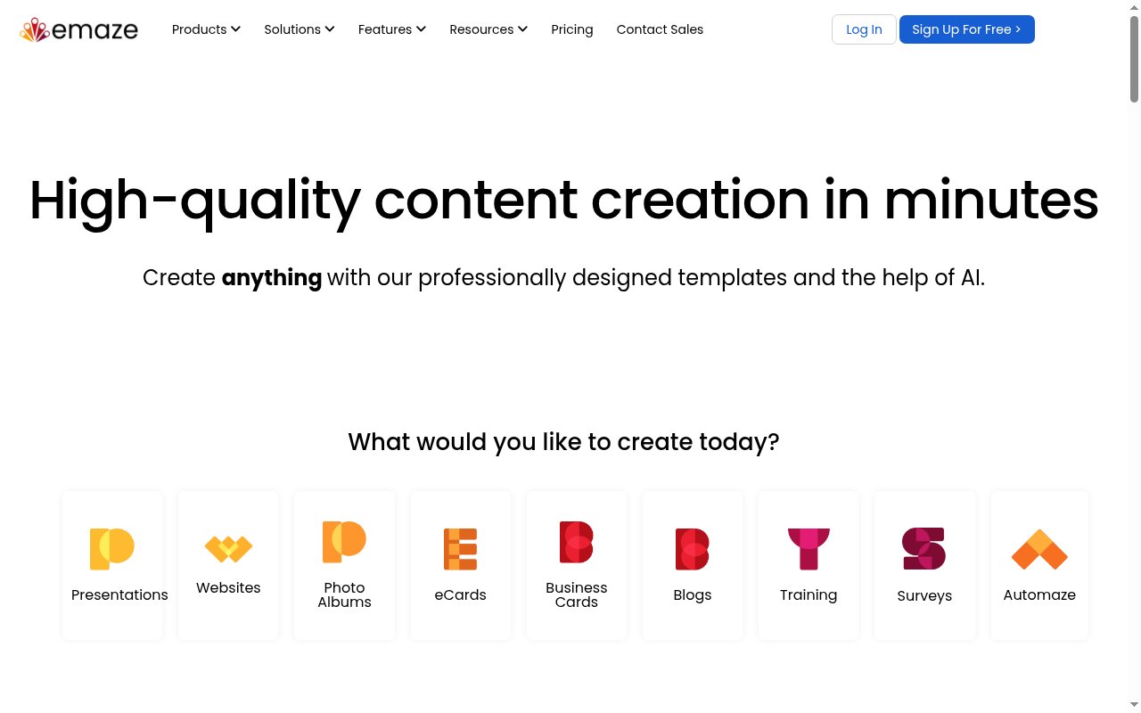 emaze homepage