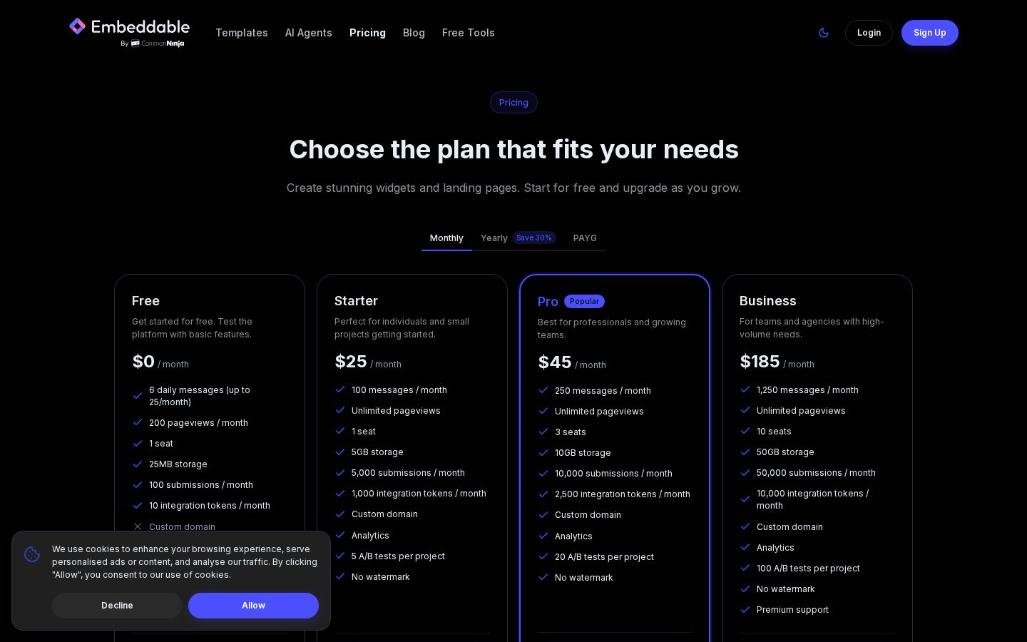 Embeddable Pricing