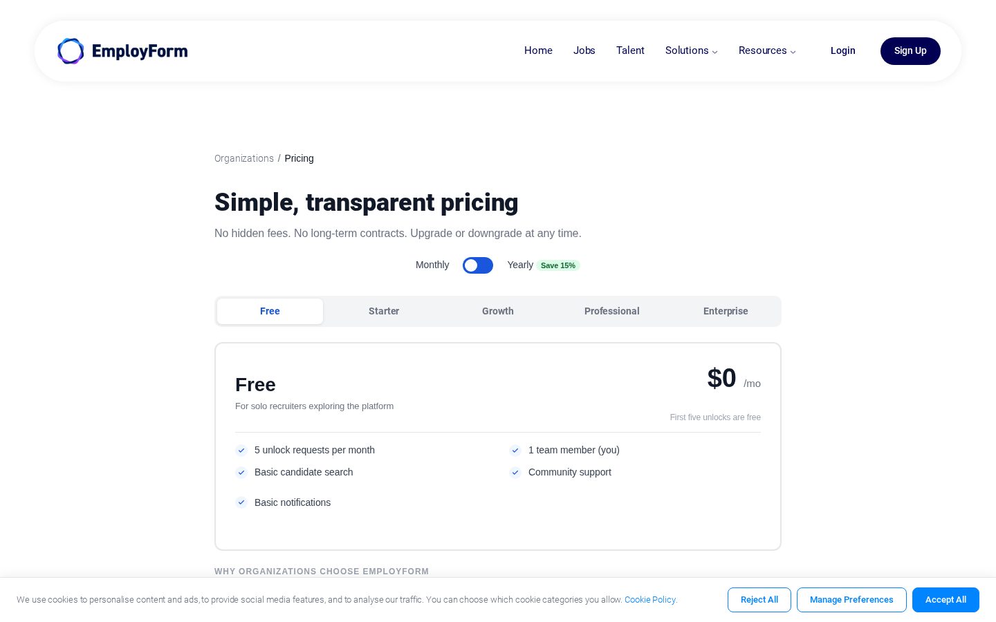 EmployForm Pricing