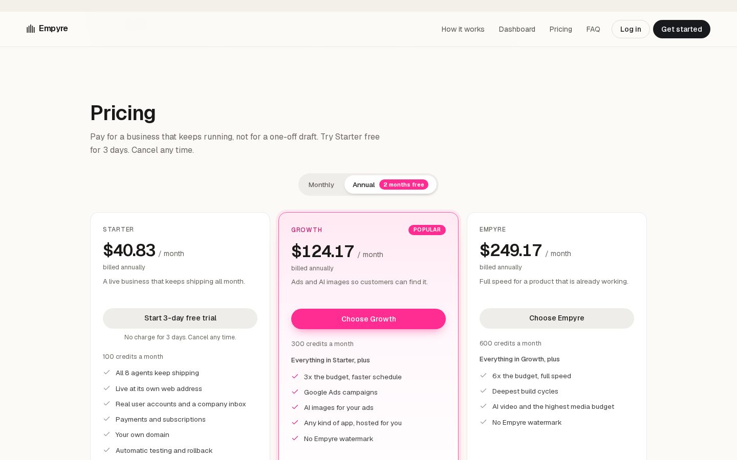 Empyre Pricing