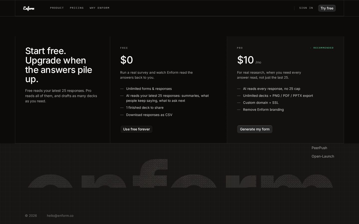 Enform Pricing