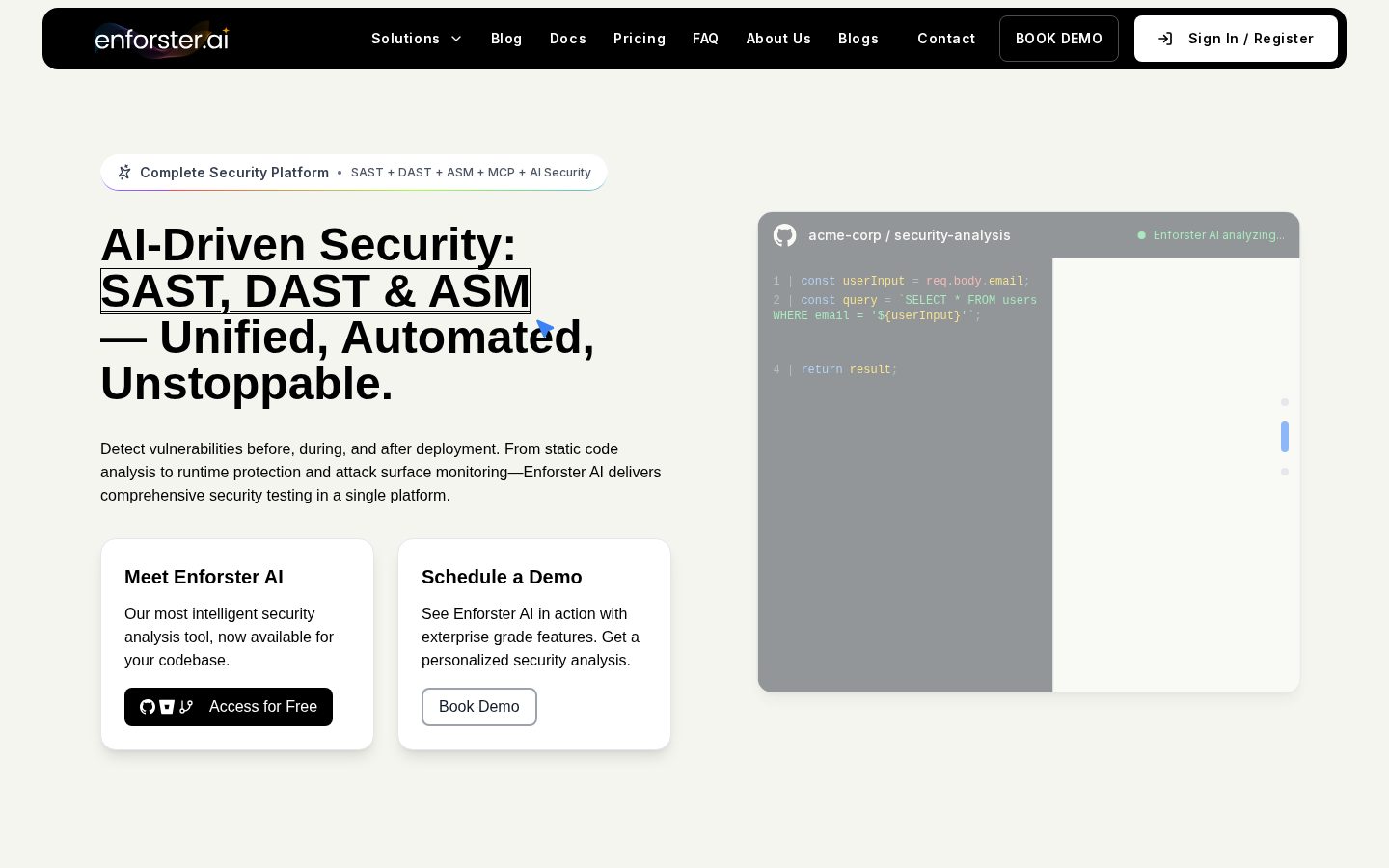 Enforster AI Homepage