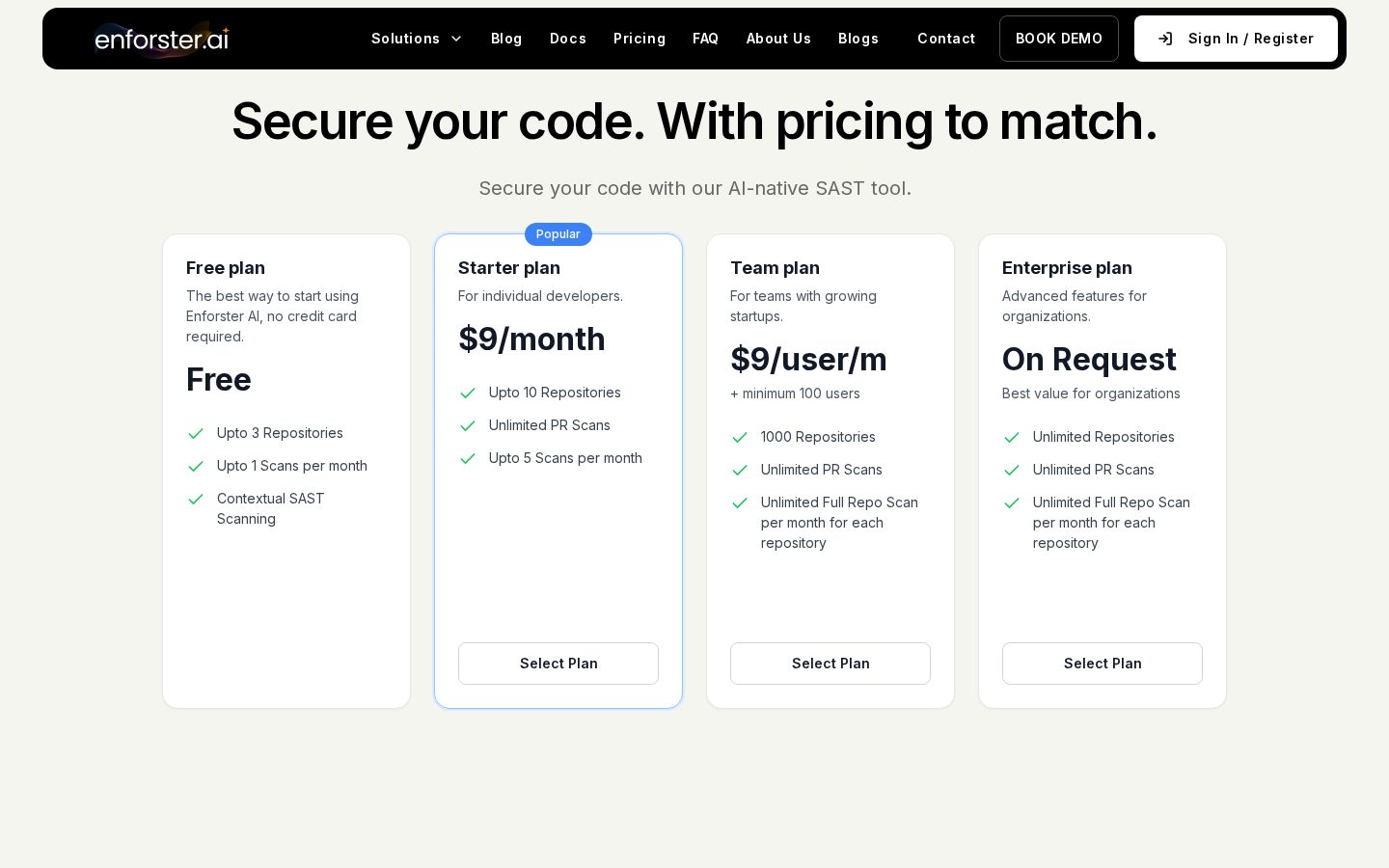 Enforster AI Pricing