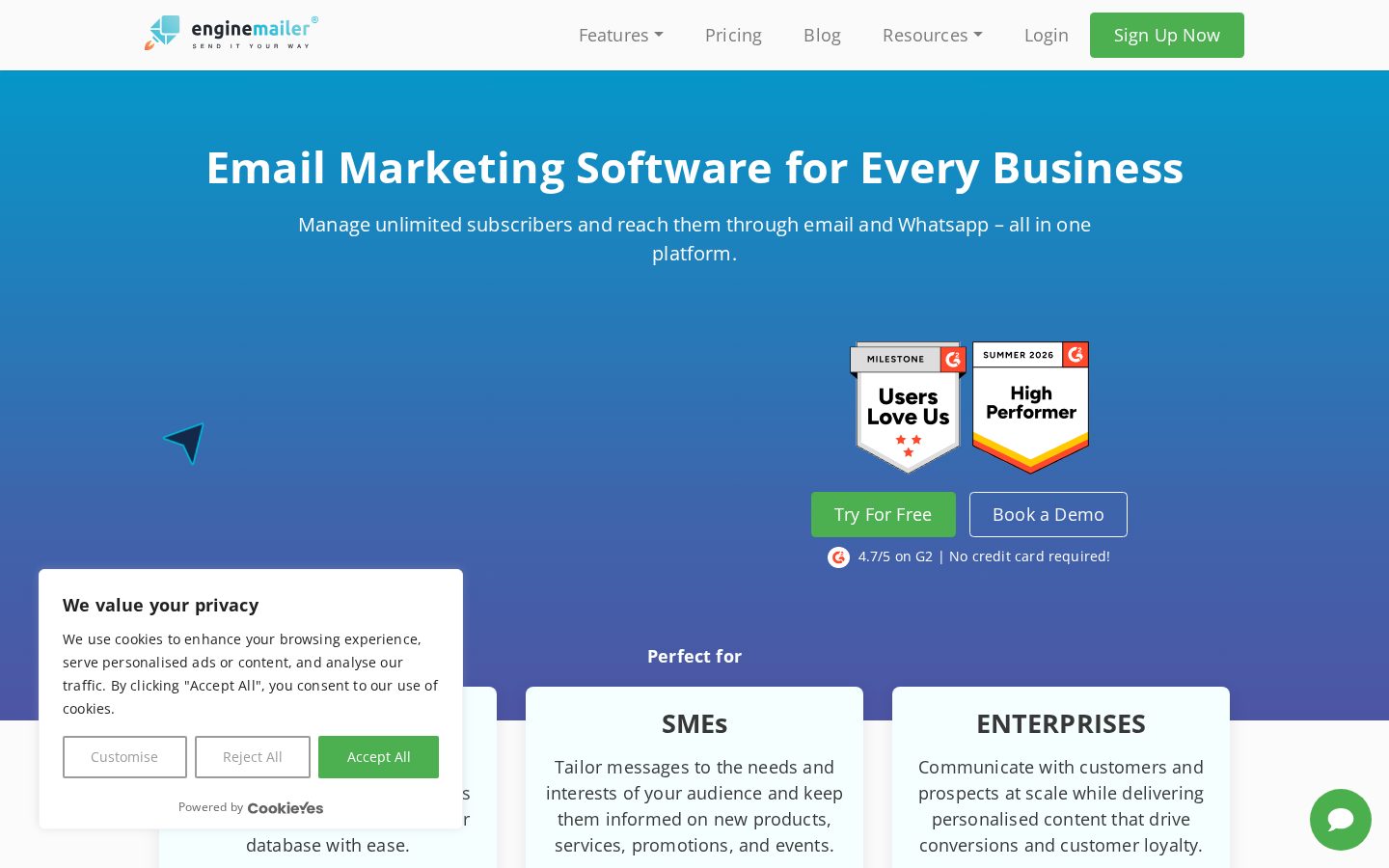 Enginemailer Homepage