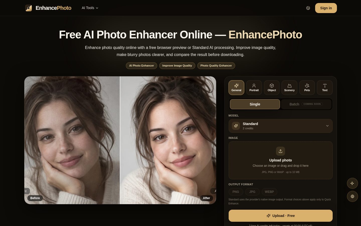 EnhancePhoto Homepage