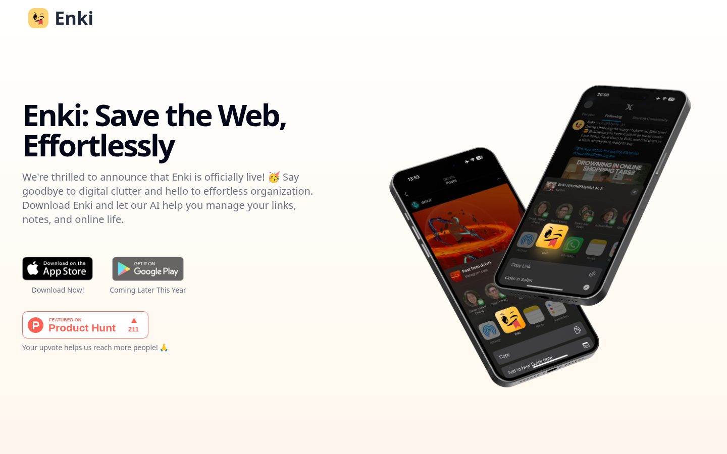 Enki - Sticky notes for the internet age Homepage