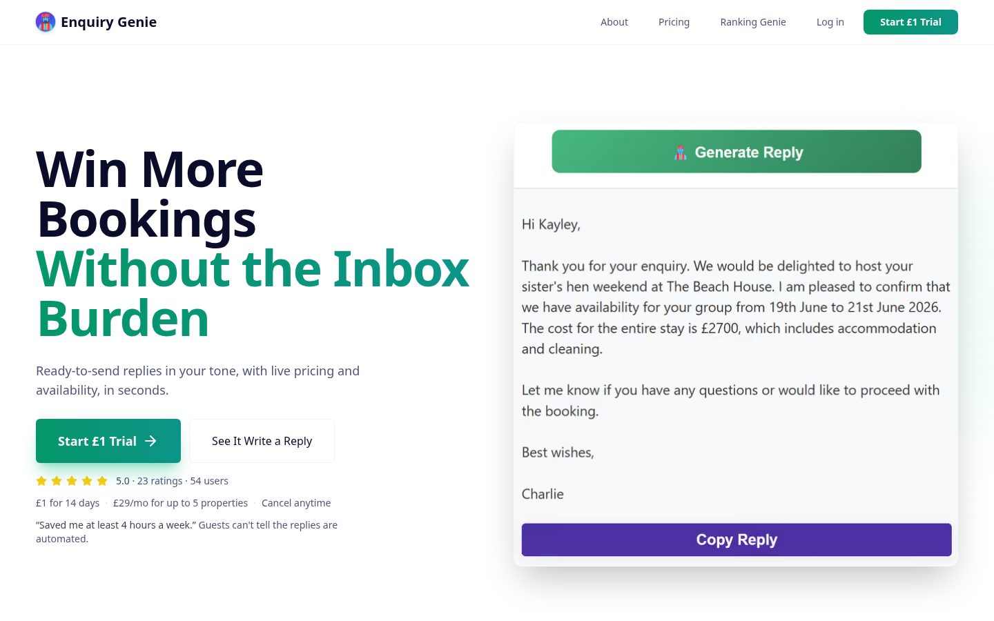 Enquiry Genie Homepage