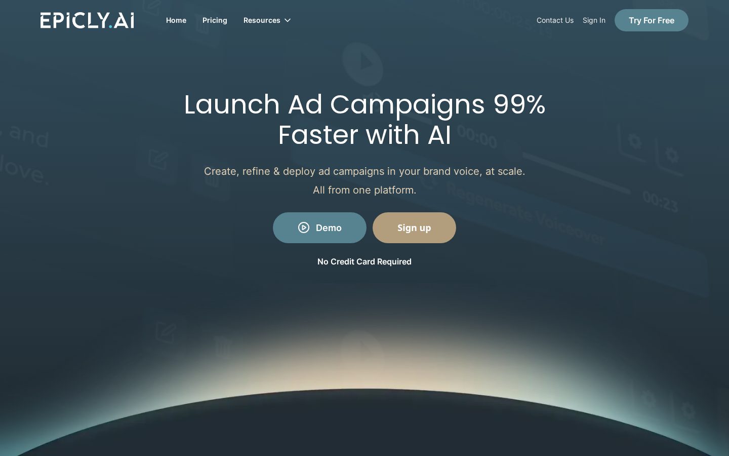 Epicly AI Homepage