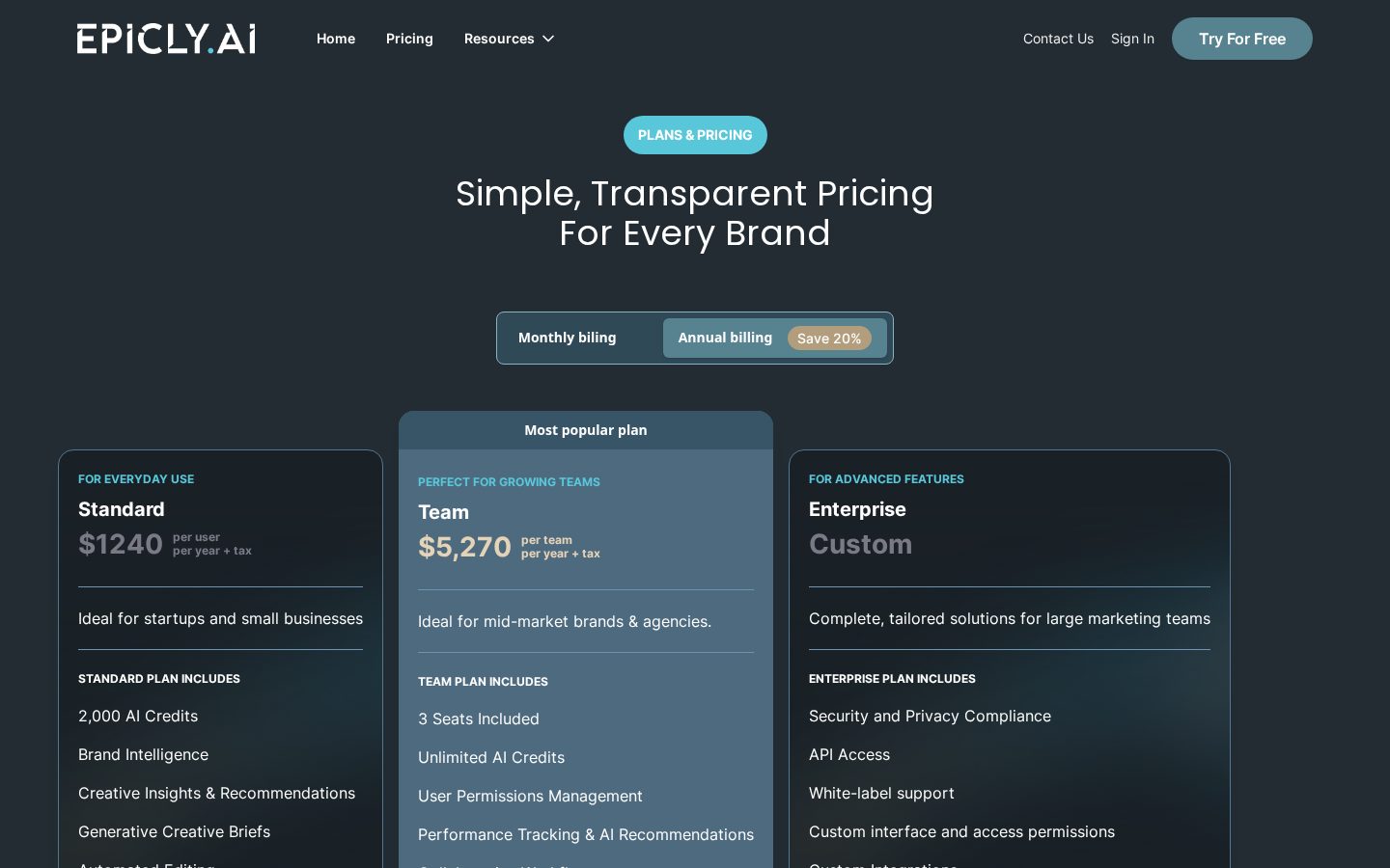 Epicly AI Pricing