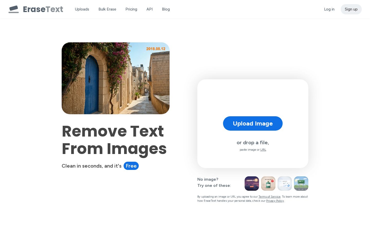 EraseText Homepage