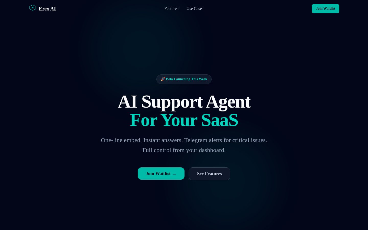 Erex AI Homepage