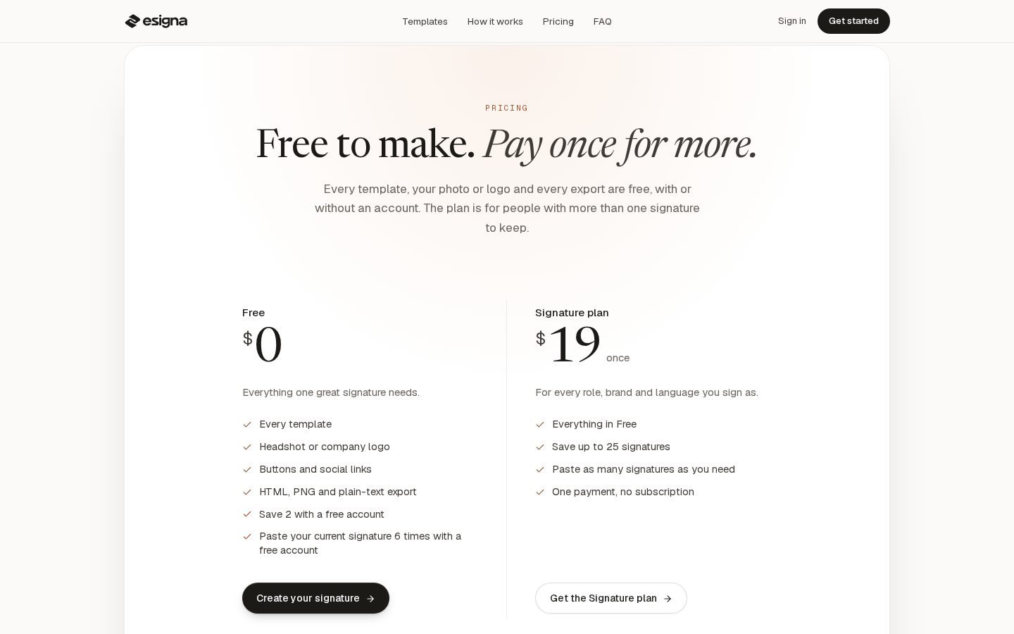 esigna Pricing