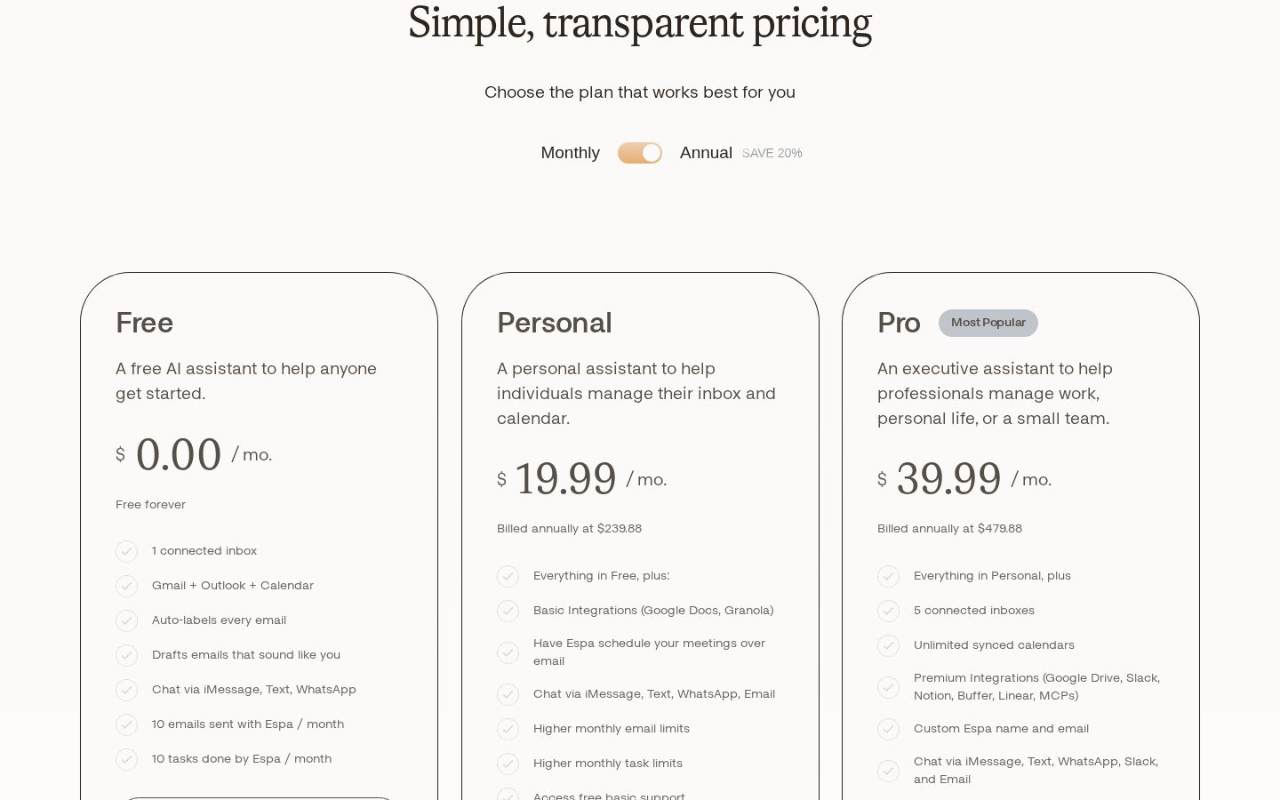 Espa Pricing