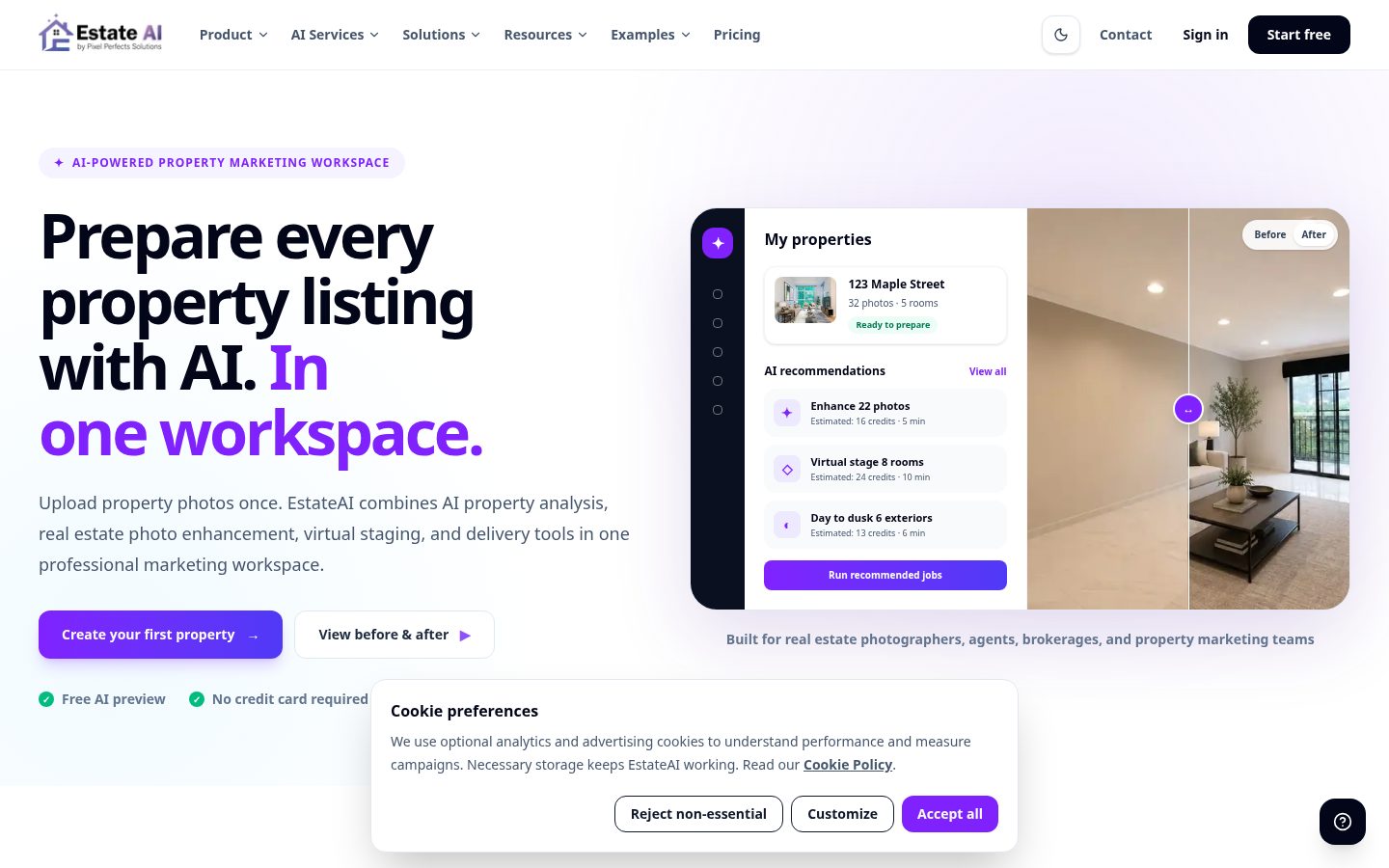 EstateAI By Pixel Perfects Solutions Homepage