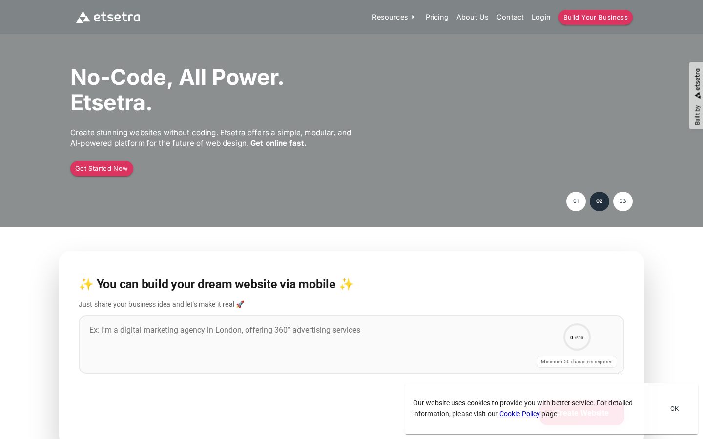 Etsetra Homepage
