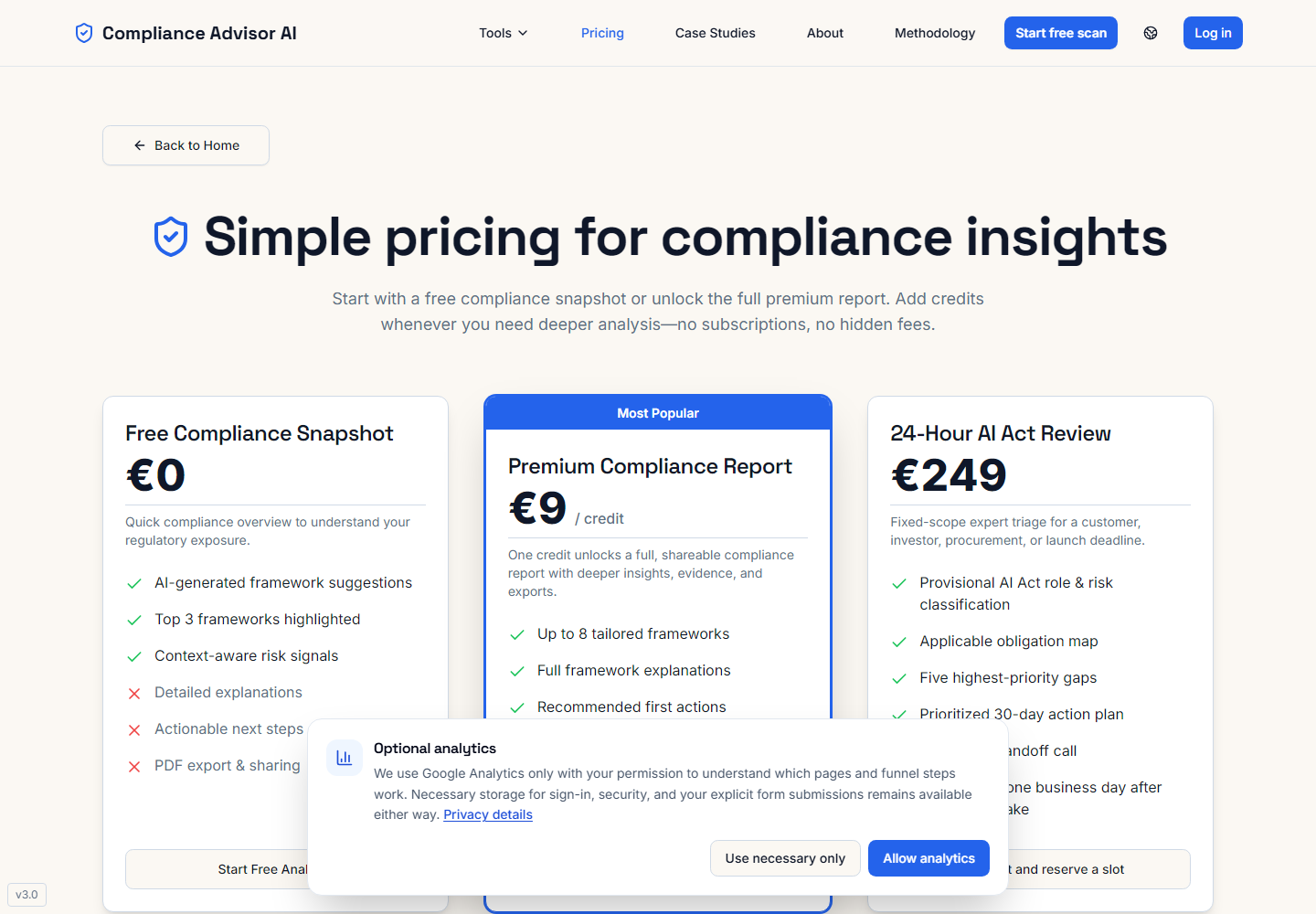 EU AI Act Risk Checker for Startups pricing