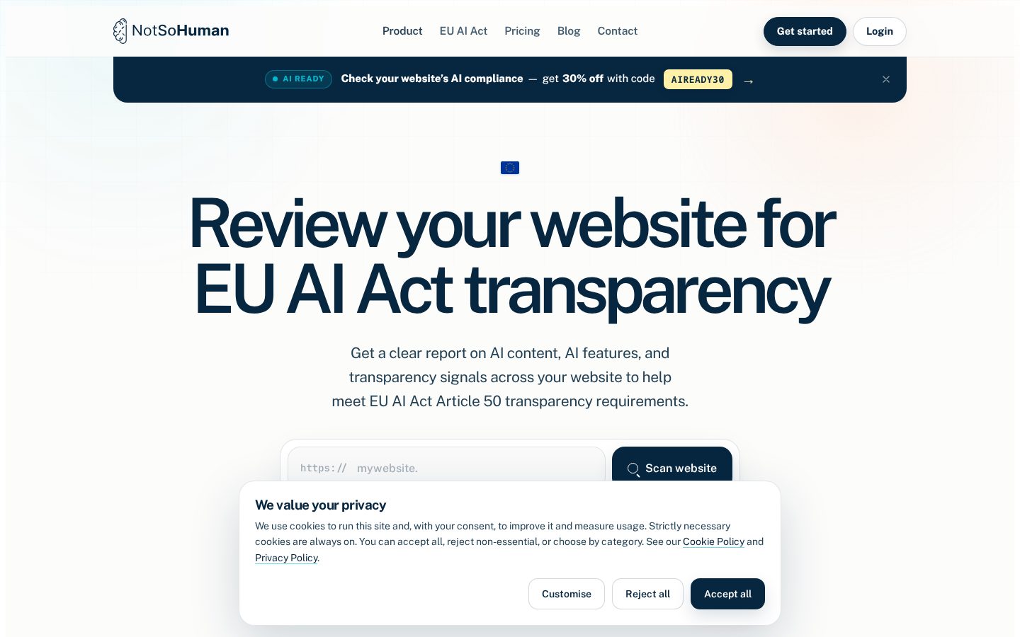 EU AI Act Website Scanner Homepage