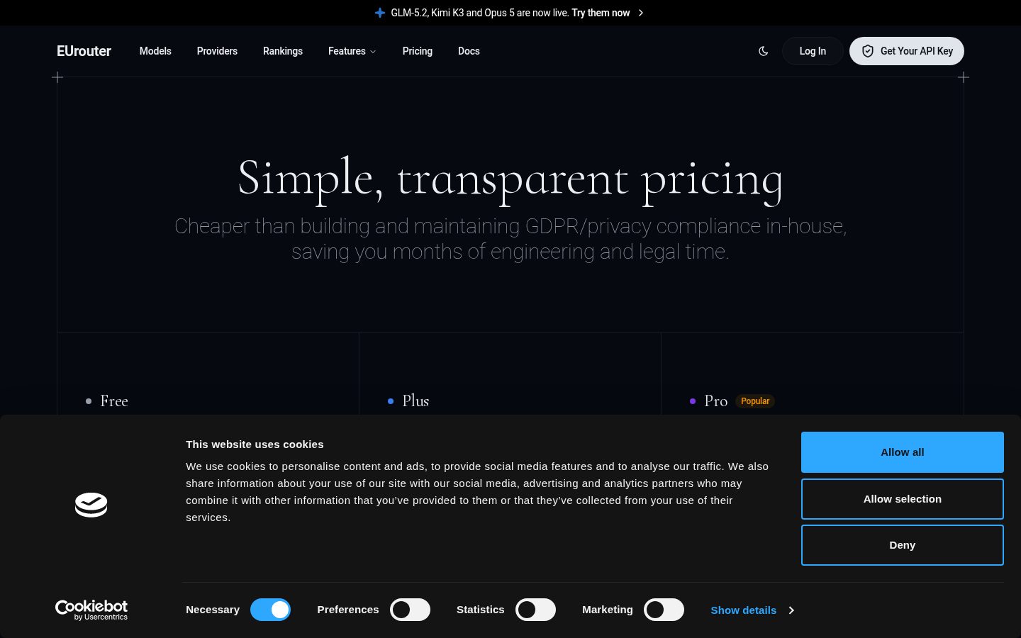 EUrouter Pricing