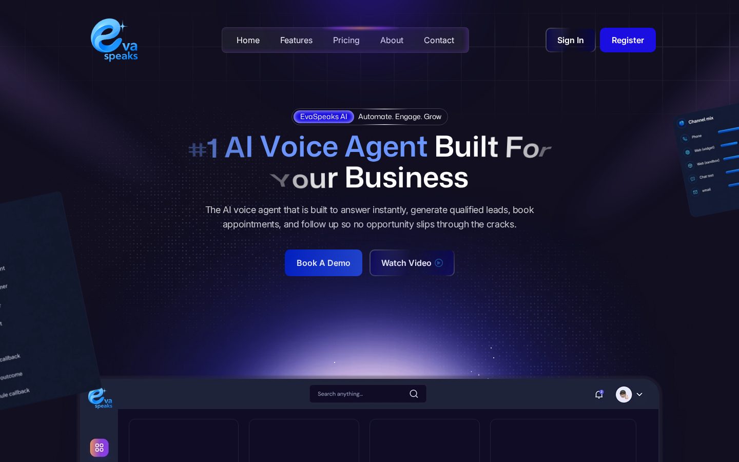Eva Speaks AI Homepage