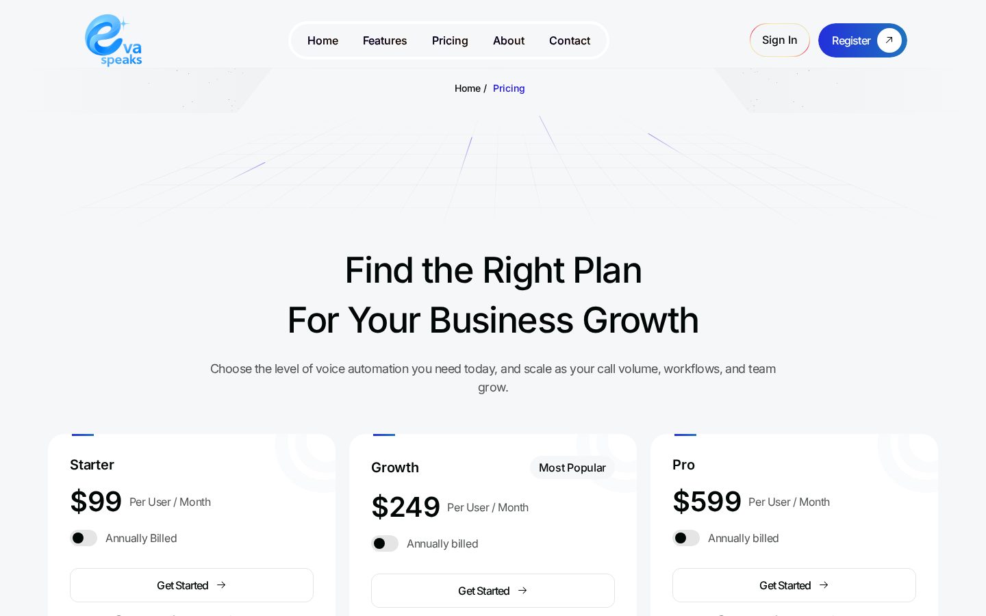 Eva Speaks AI Pricing