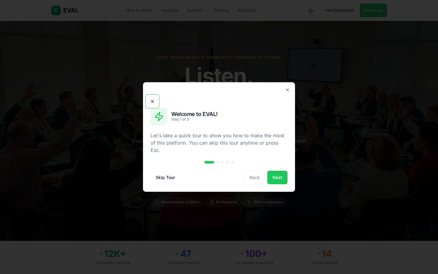 Eval Platform Homepage