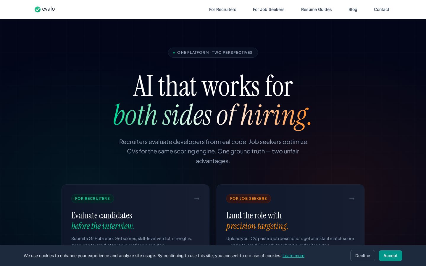 Evalo Homepage