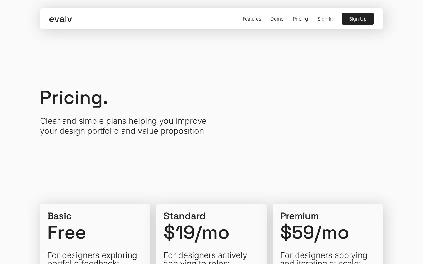 Evalv Pricing