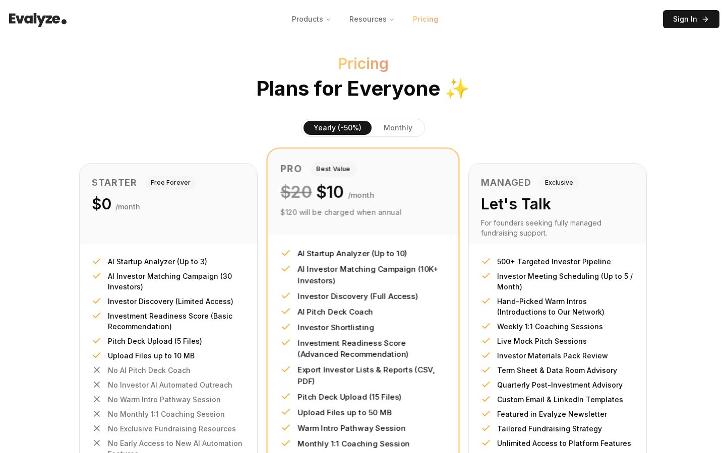 Evalyze Pricing