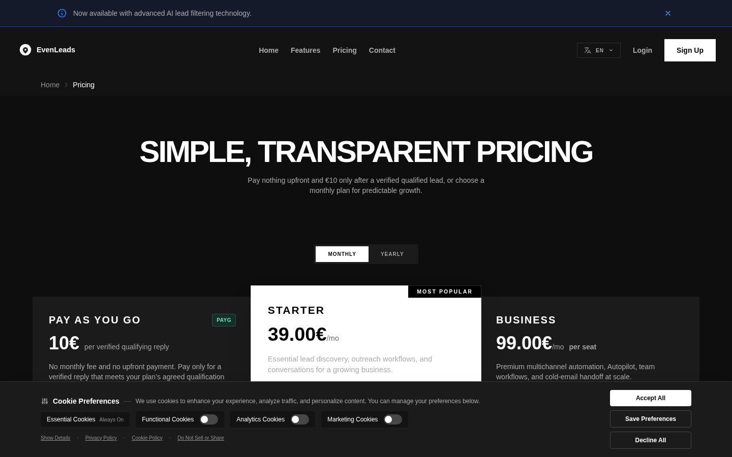 EvenLeads Pricing