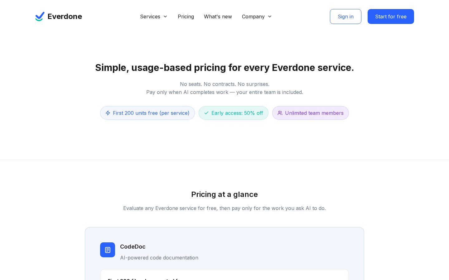 Everdone Pricing
