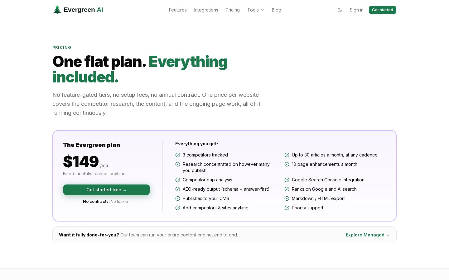 Evergreen AI Pricing
