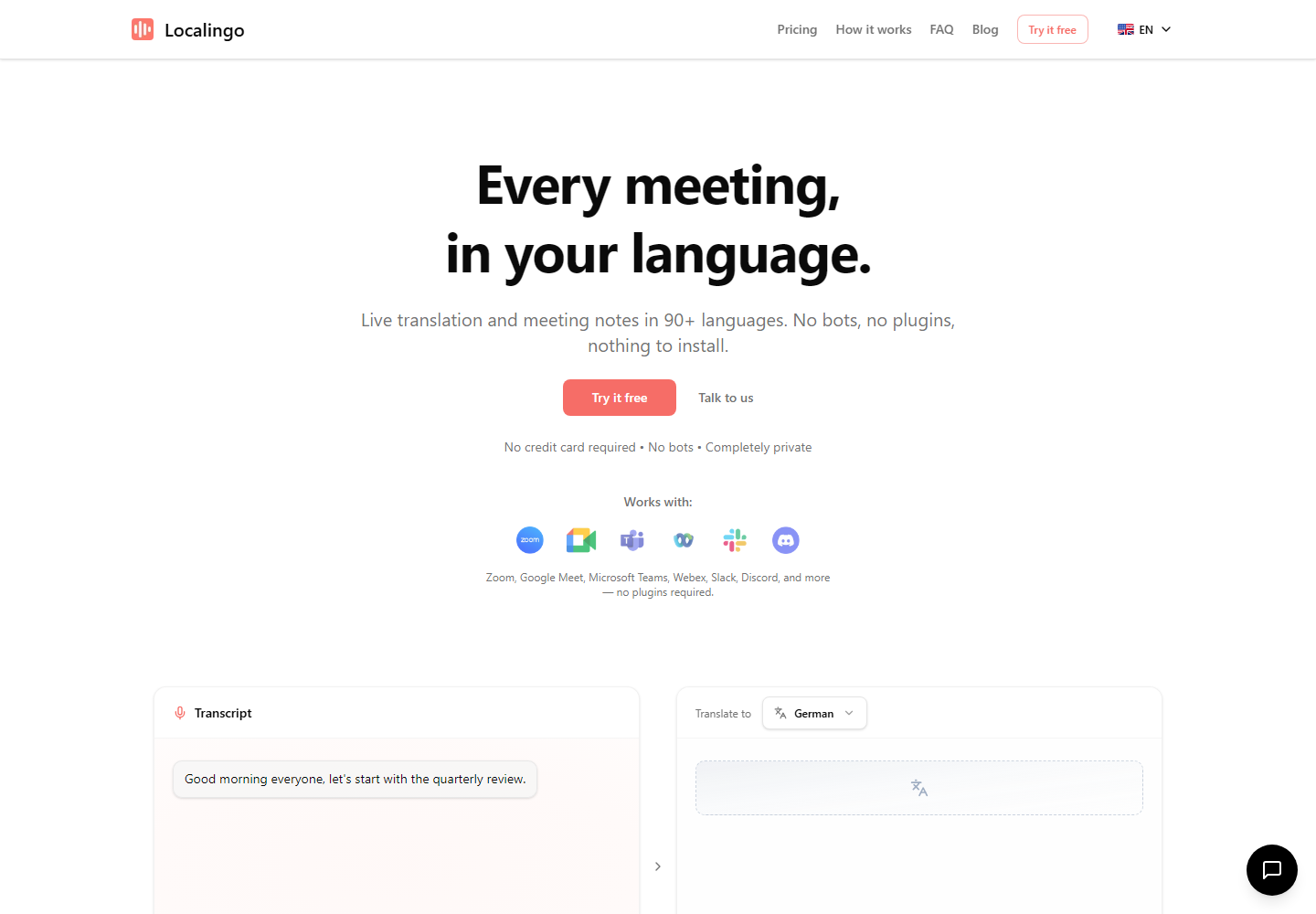 Every meeting, in your language. homepage
