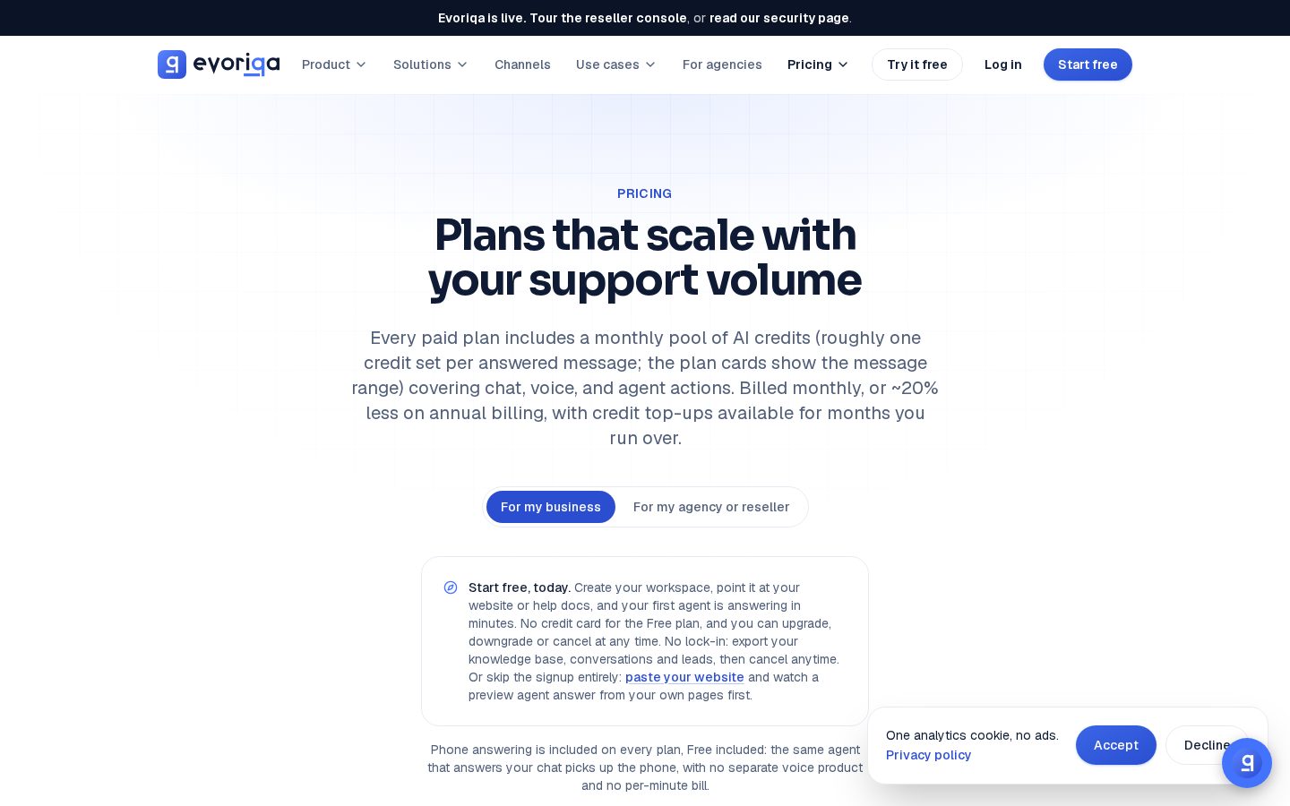 Evoriqa Pricing