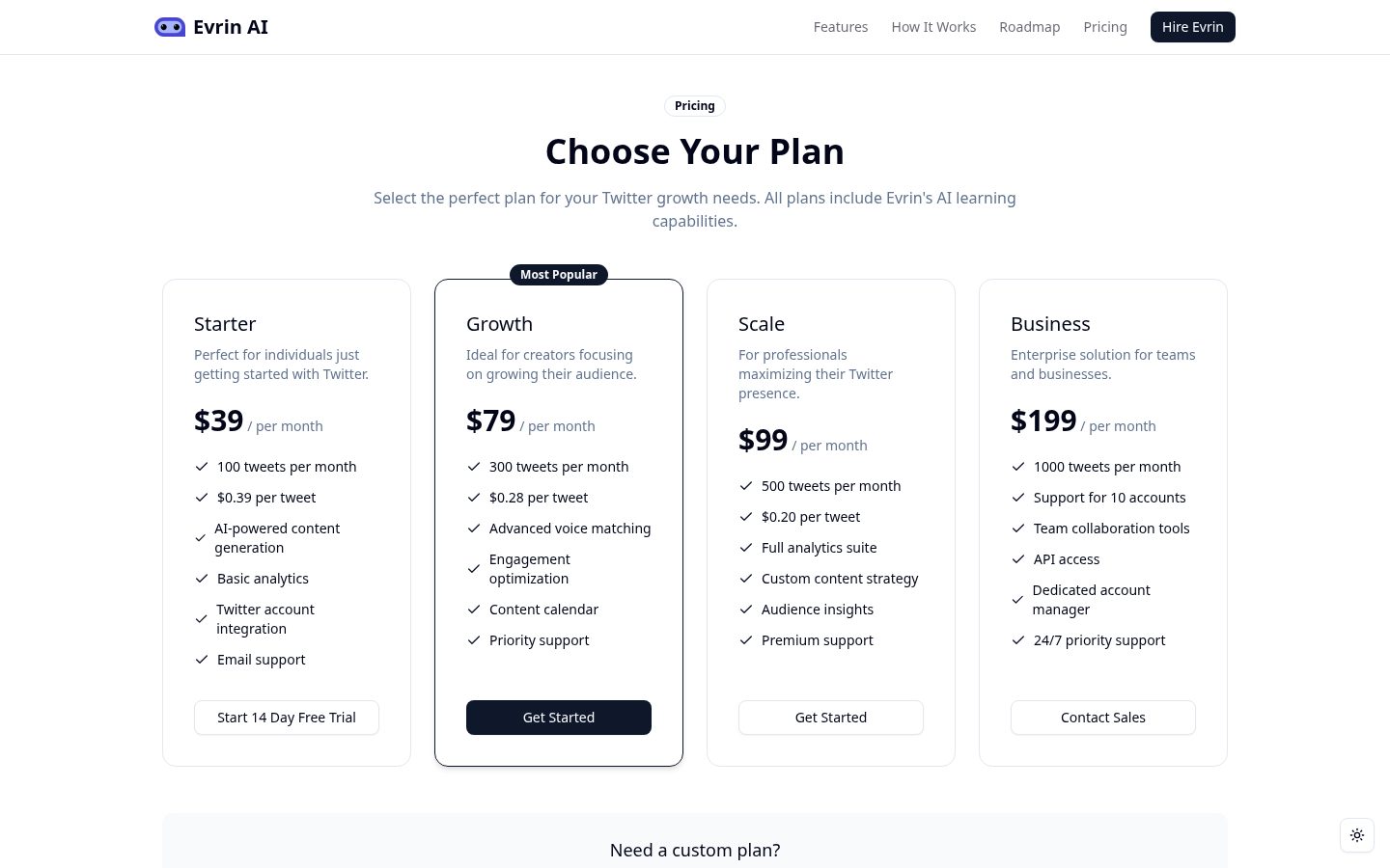 Evrin AI Pricing