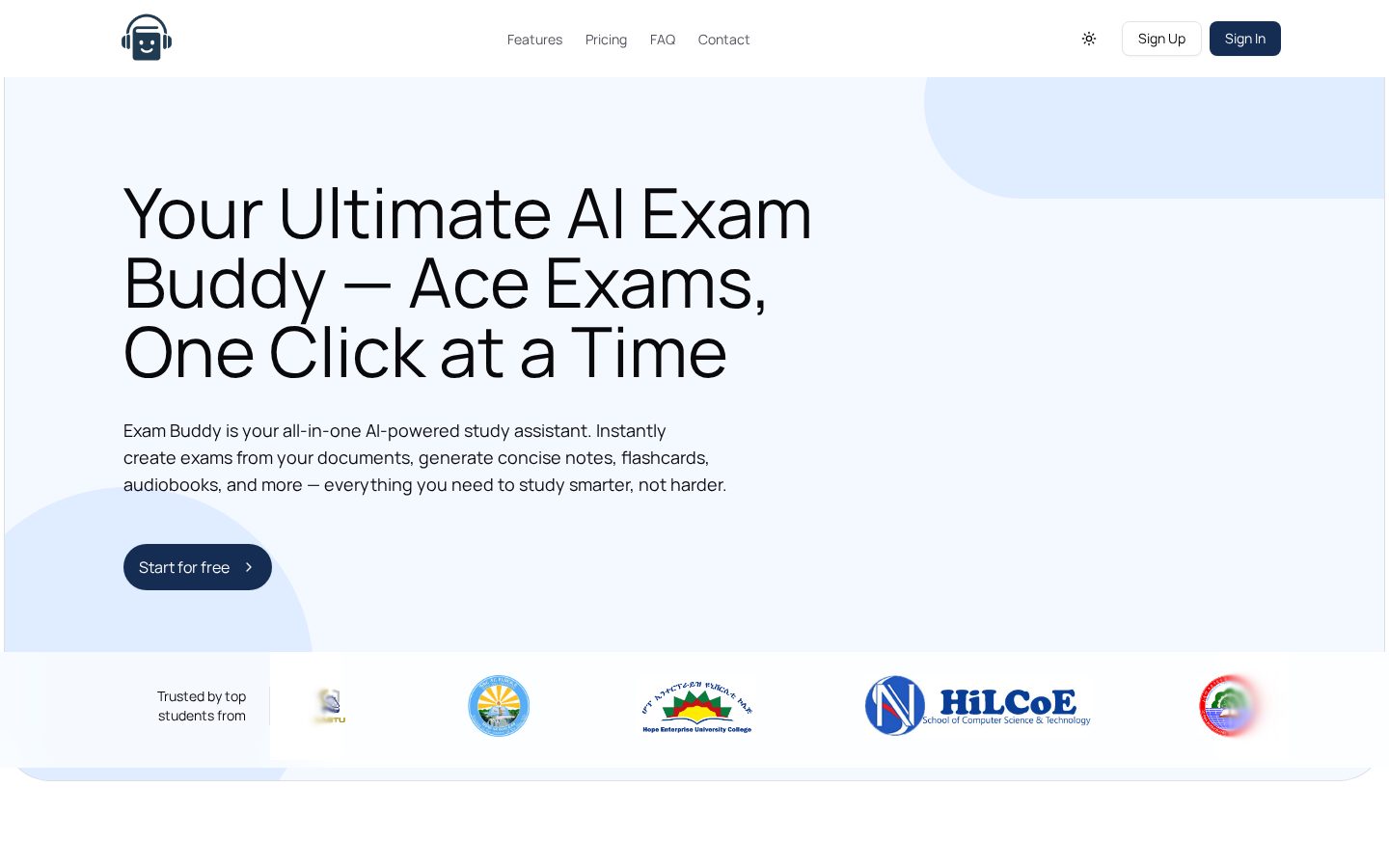 Exam Buddy Homepage